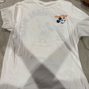 Disney White Tee with Mickey Mouse Pizza Graphic